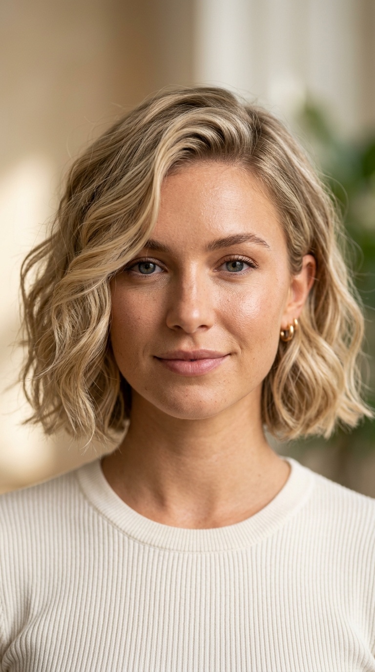 Beachy Waves with a Side Part