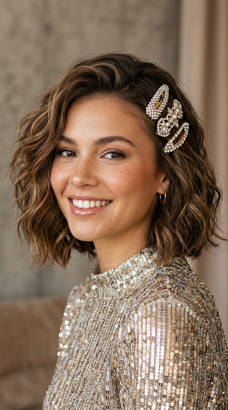 Beachy Waves with Statement Barrettes