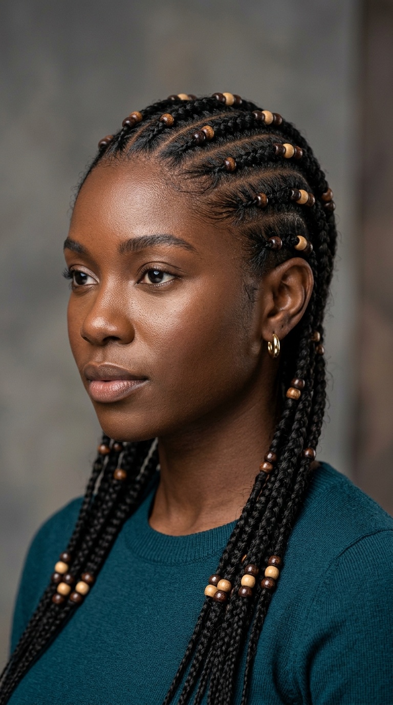 Beaded All Back Cornrows