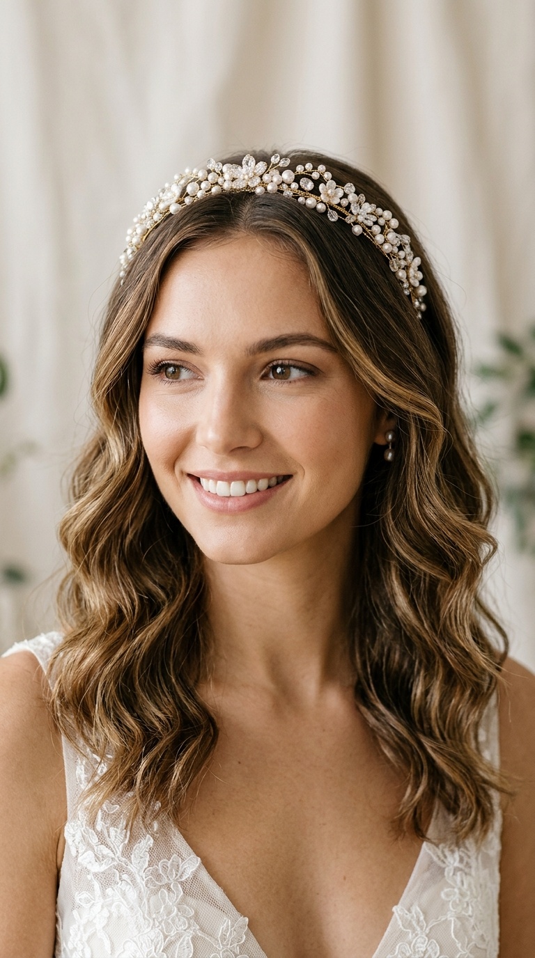 Beaded Headband with Natural Waves
