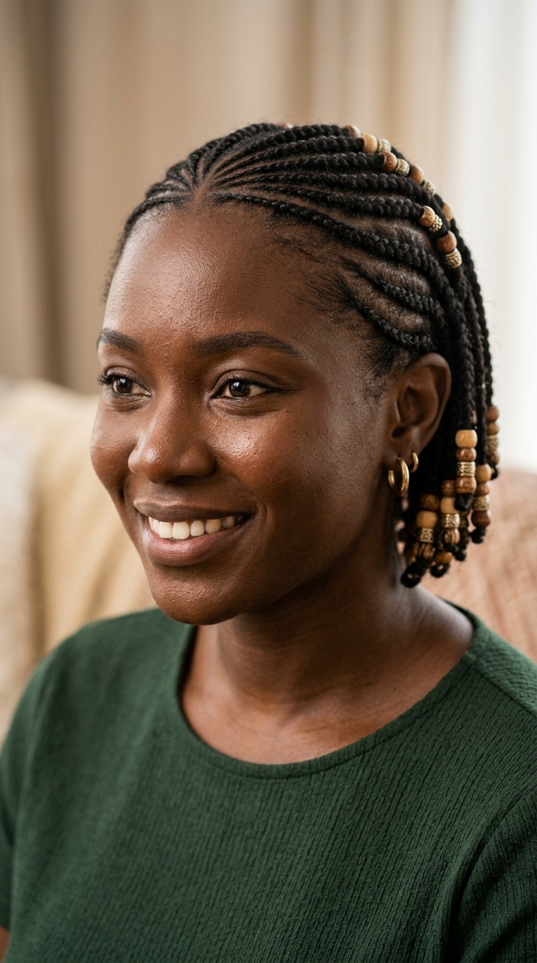Beaded Short Cornrows