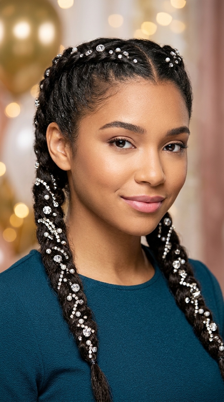 Bejeweled French Braids
