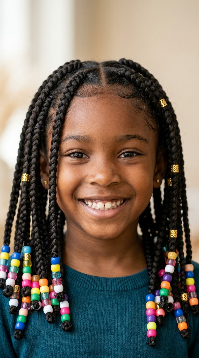 Big Box Braids with Colorful Beads