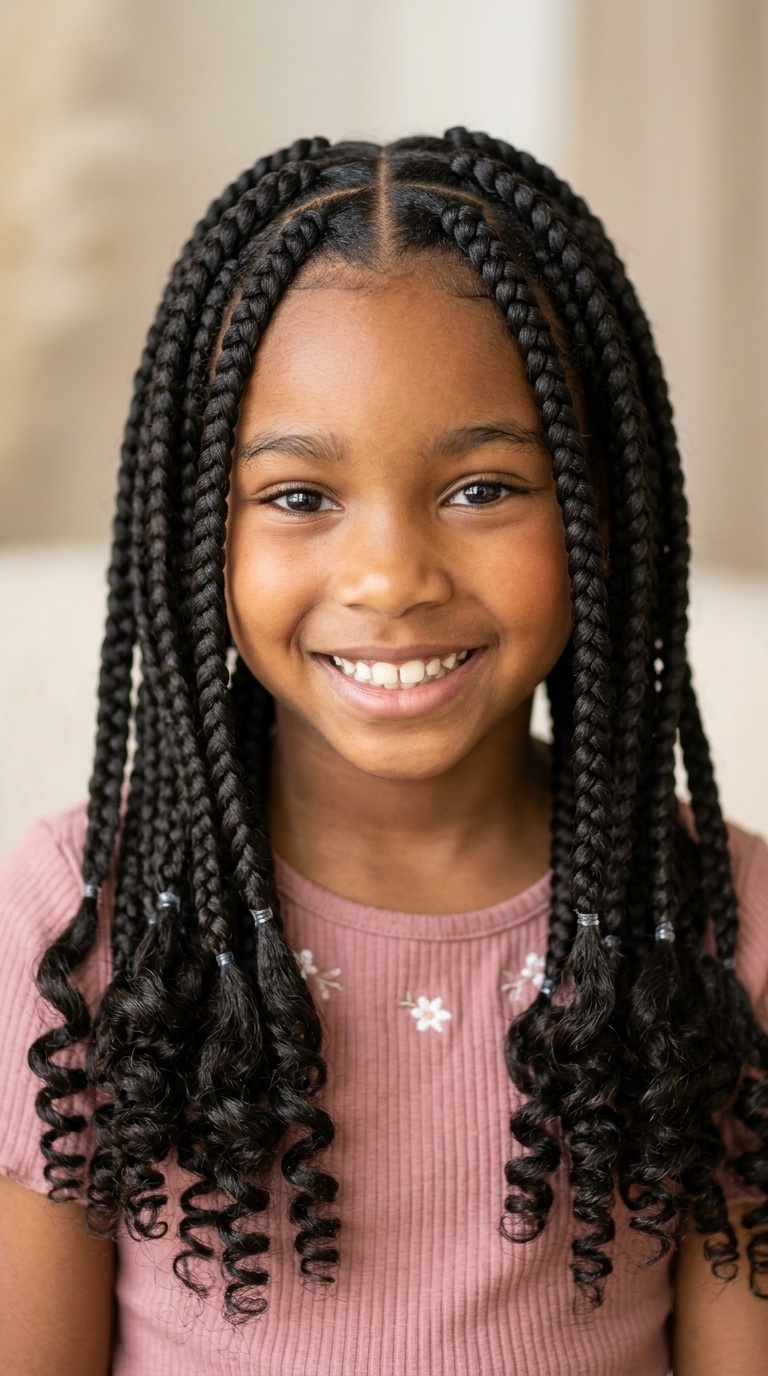 Big Box Braids with Curly Ends