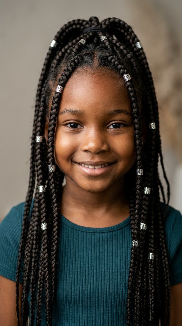 Big Box Braids with Metallic Cuffs
