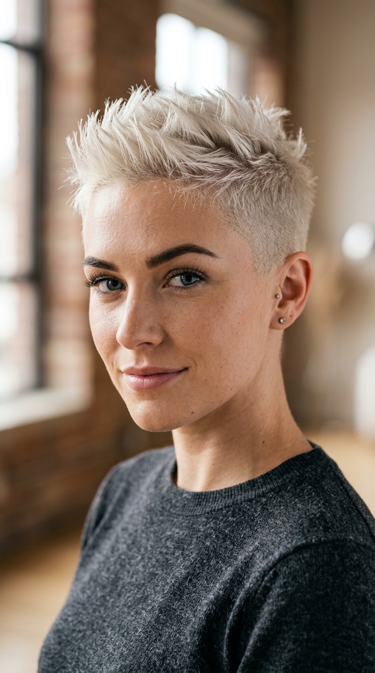 Bleached Blonde Buzz with Spiky Texture