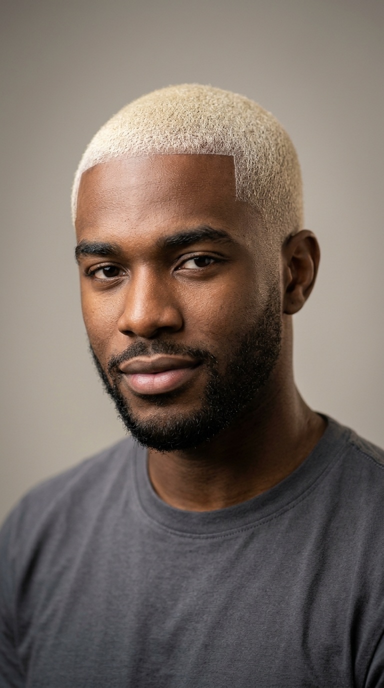 Bleached Buzz Cut with Sharp Box Line-Up