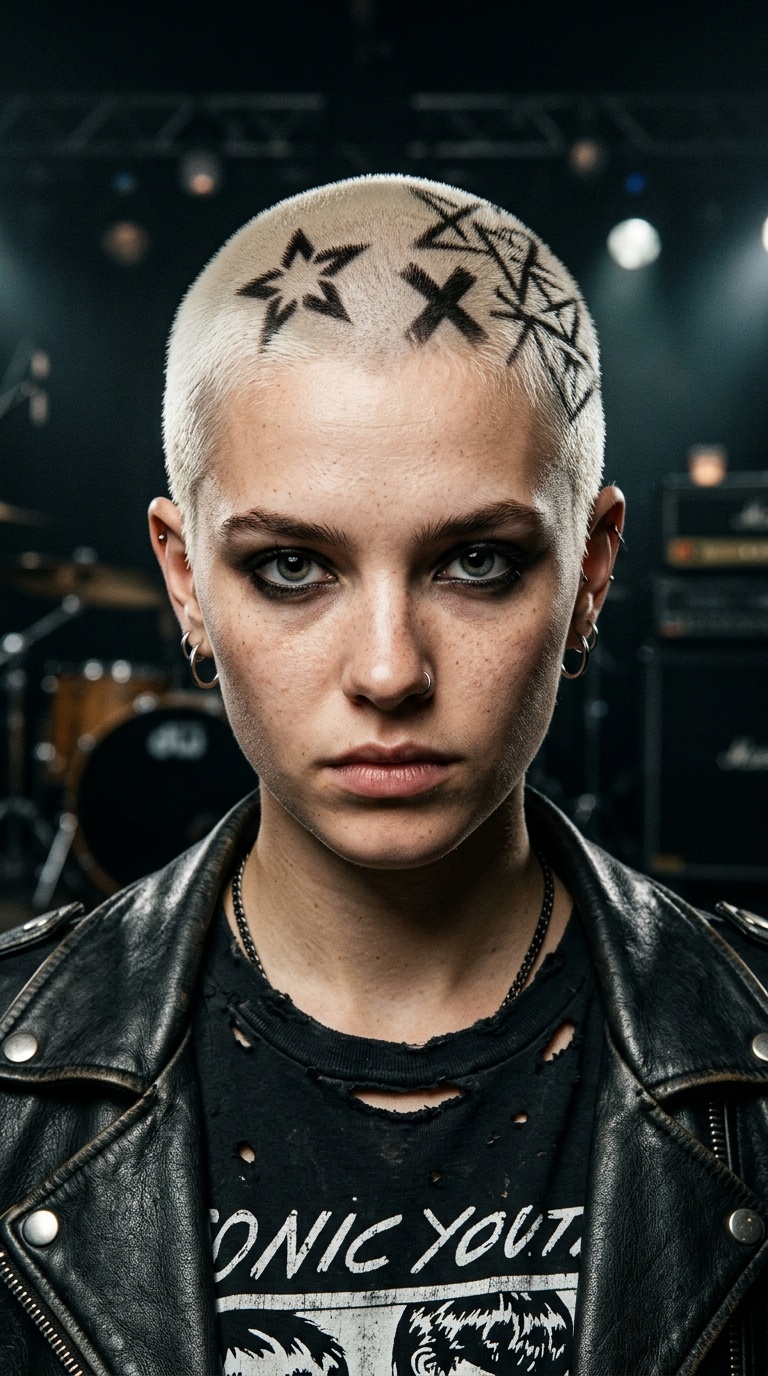 Bleached Buzz Cut with Stencils