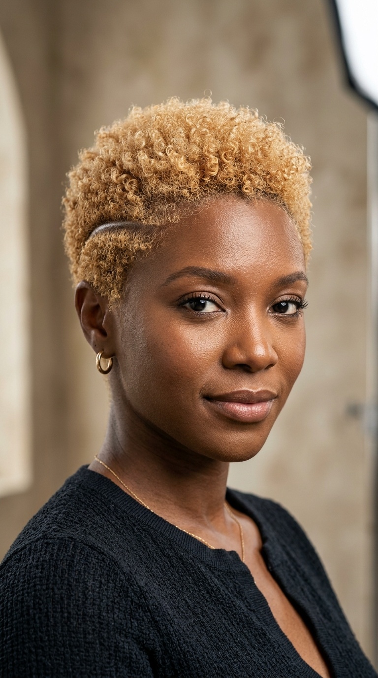 Bleached Mini-Afro with Surgical Line