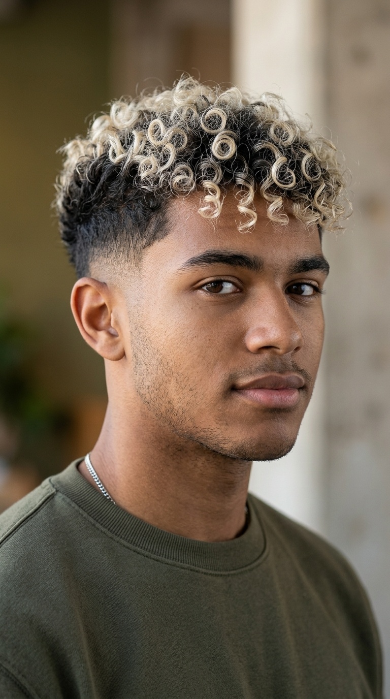 Bleached Tips with Dark Drop Fade