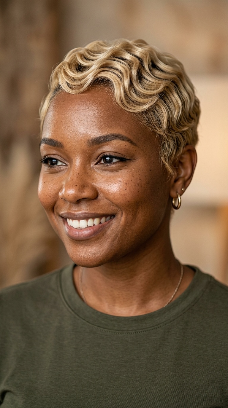 Blonde Pixie with Finger Waves
