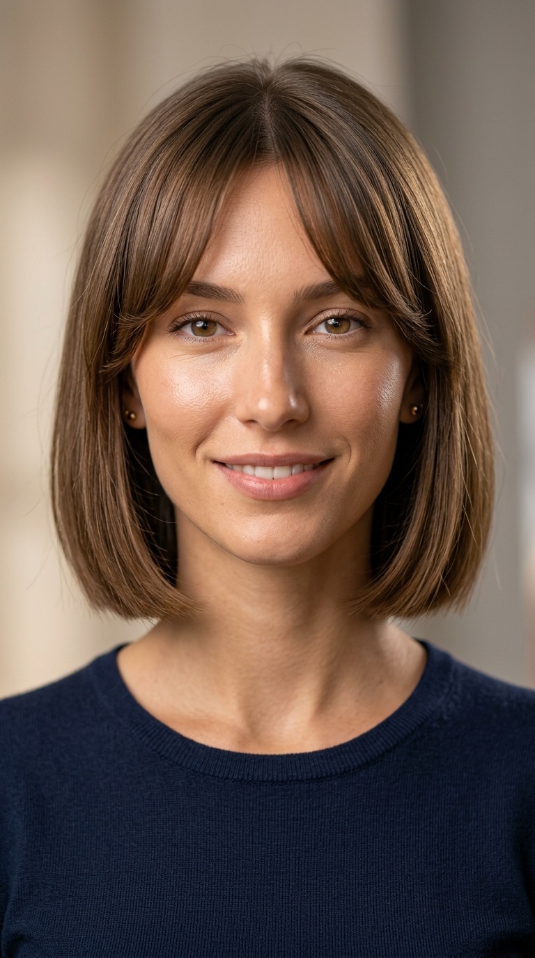 Blunt Bob with Curtain Bangs