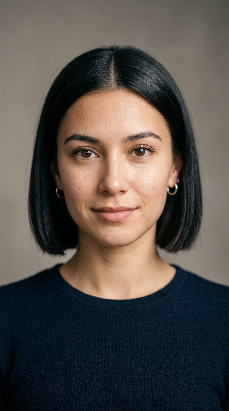 Blunt Bob with Middle Part