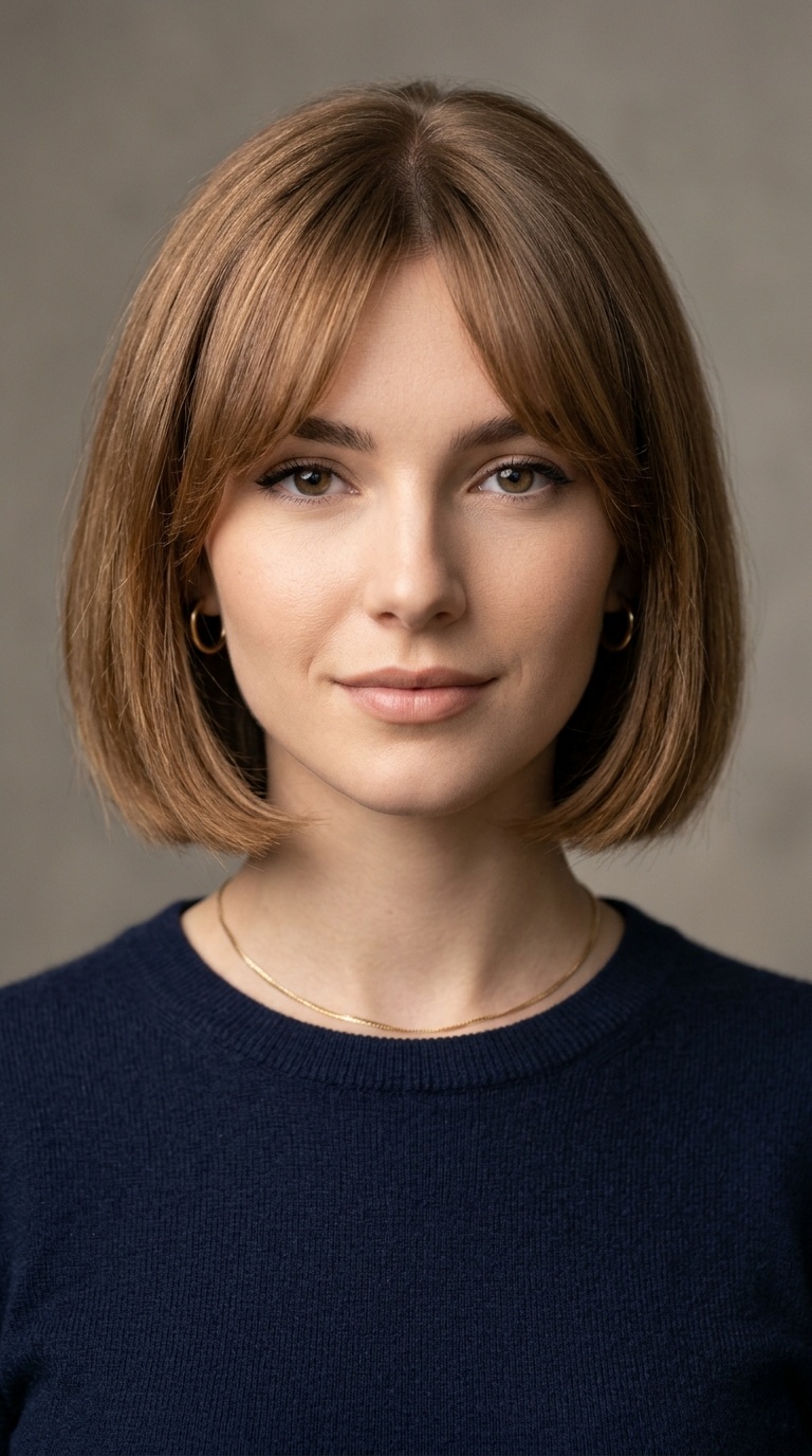 Blunt Bob with Soft Curtain Bangs