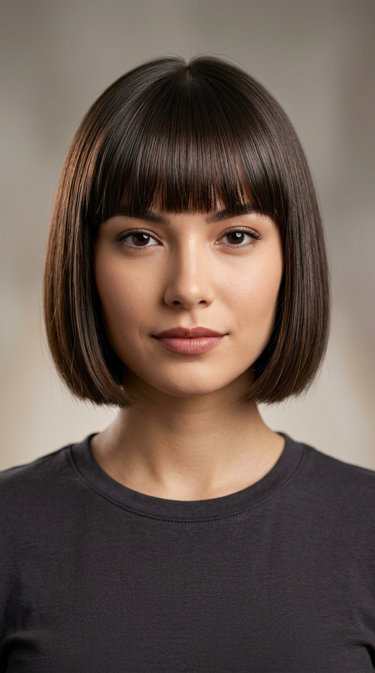 Blunt Chin-Length Bob with Straight Bangs