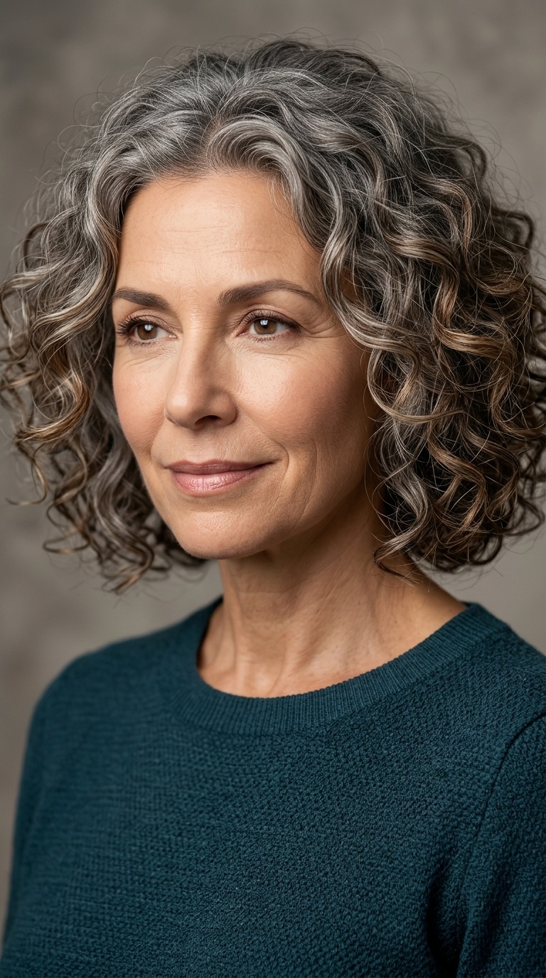 Blunt Curly Bob with Middle Part