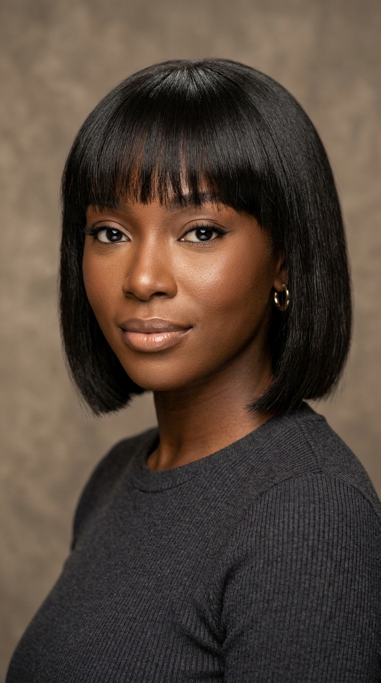 Blunt Cut Bob with Heavy Fringe