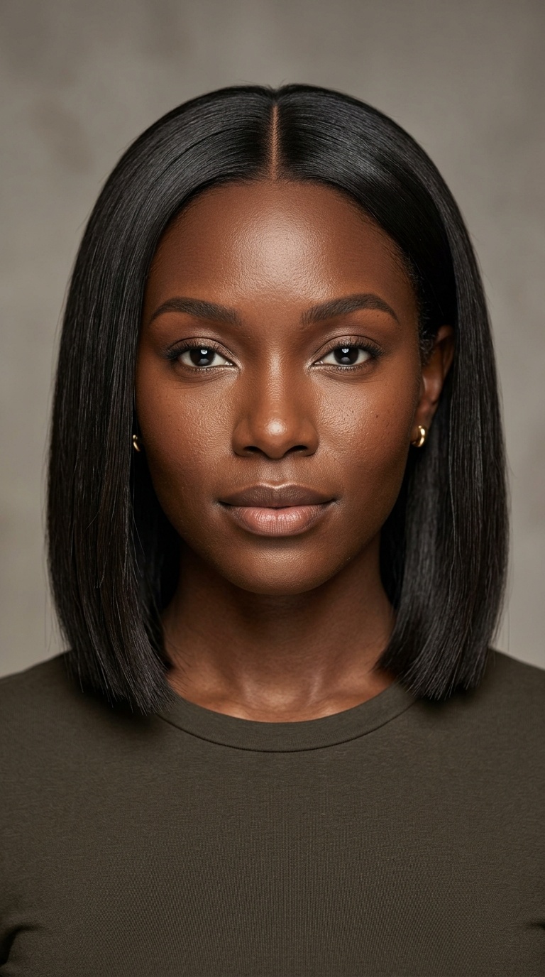 Blunt Cut Bob with Middle Part