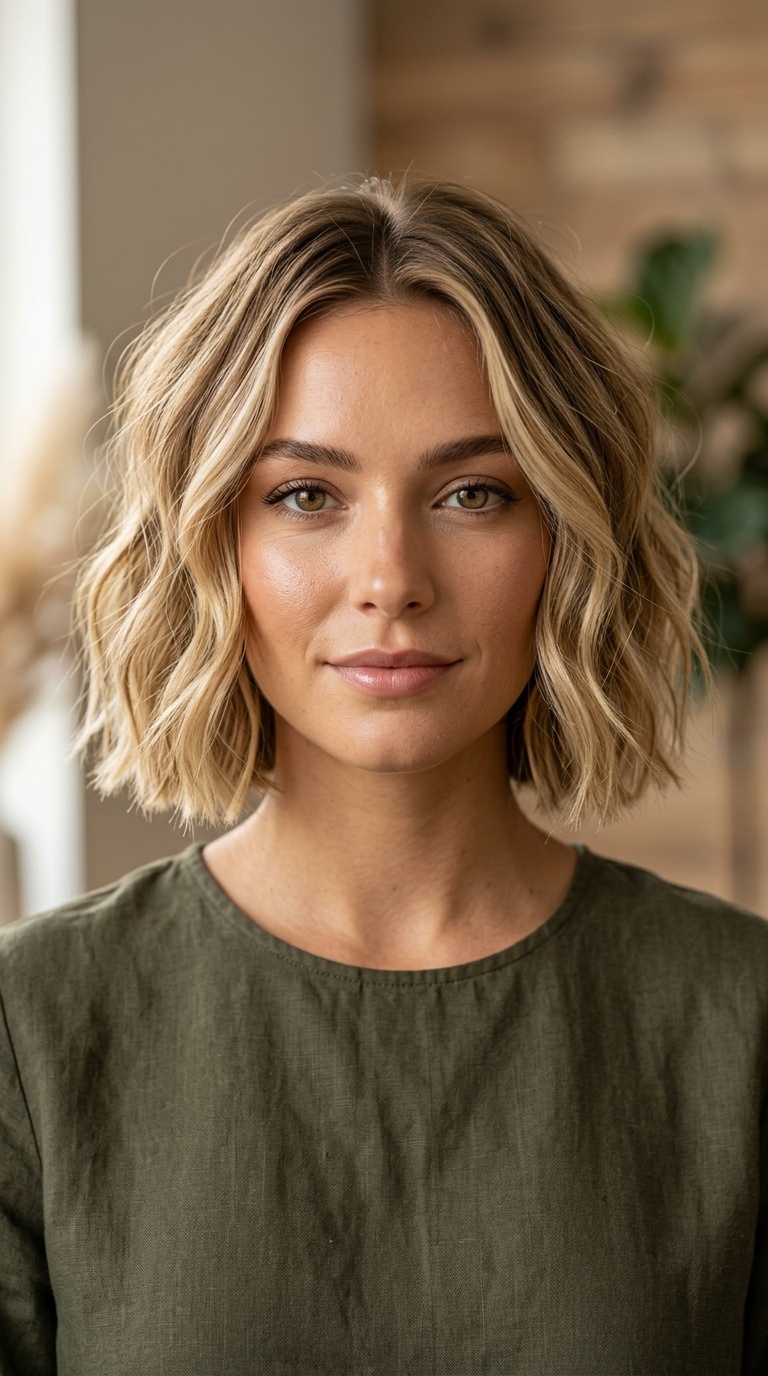 Blunt Cut with Beachy Waves