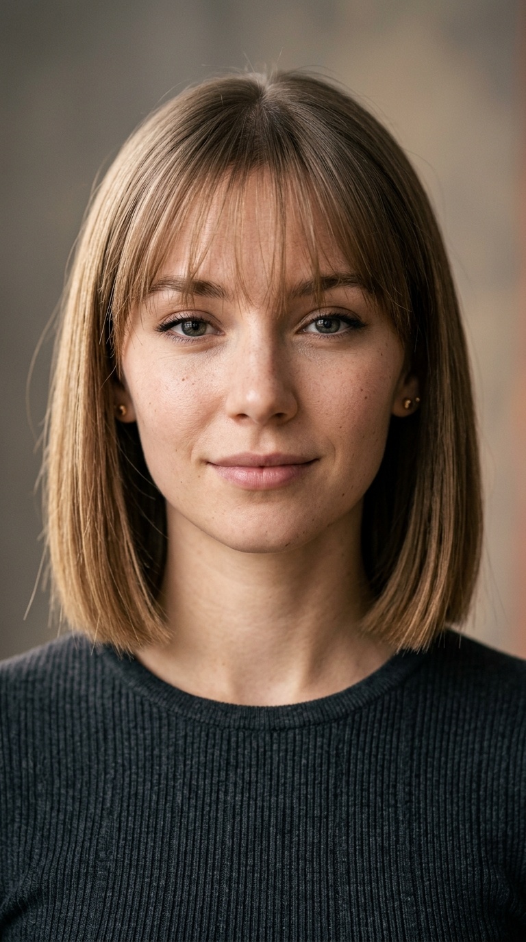 Blunt Cut with Light Wispy Bangs
