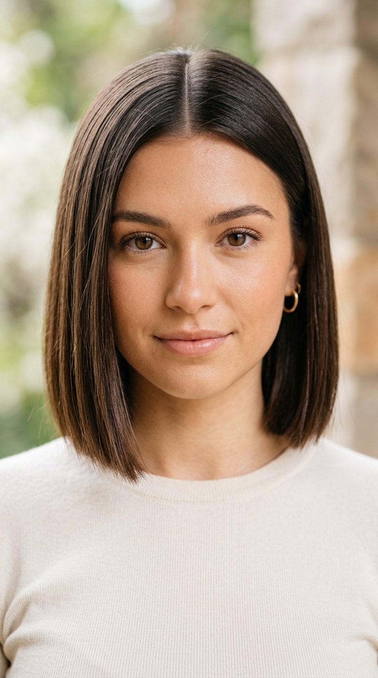 Blunt Cut with Middle Part