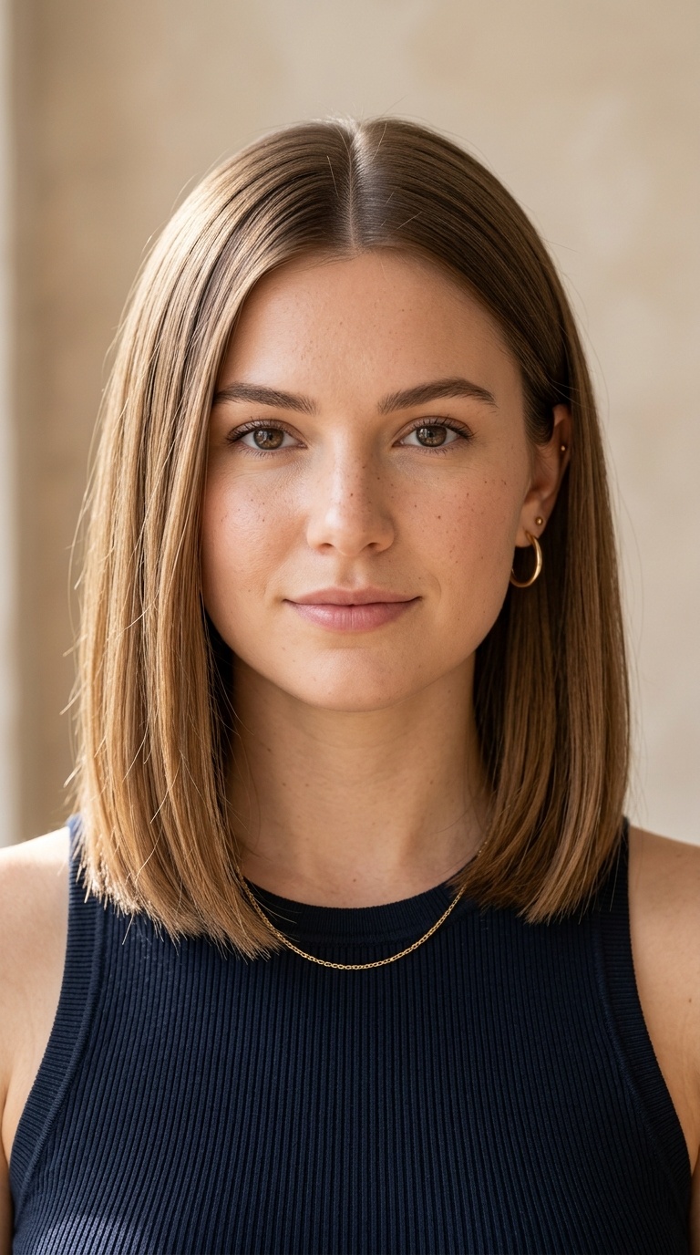 Blunt Lob with Center Part