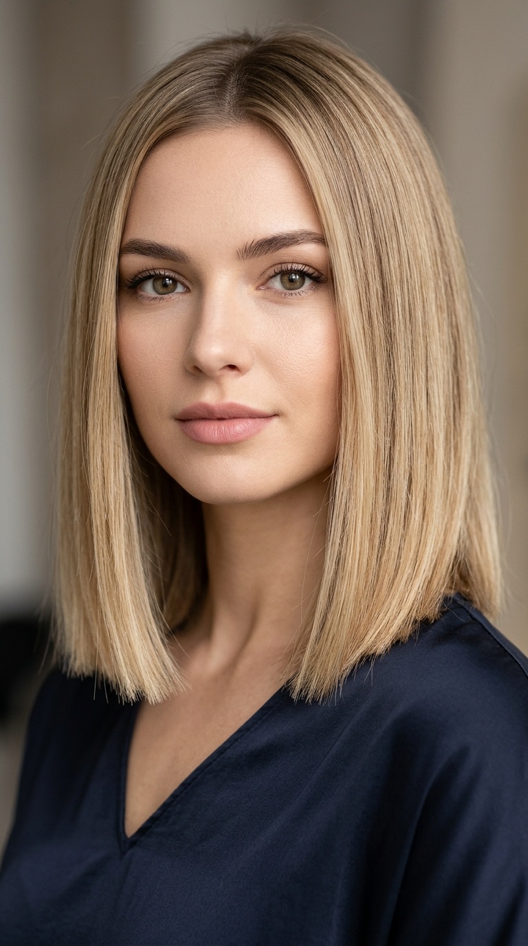 Blunt Lob with Shadow Roots