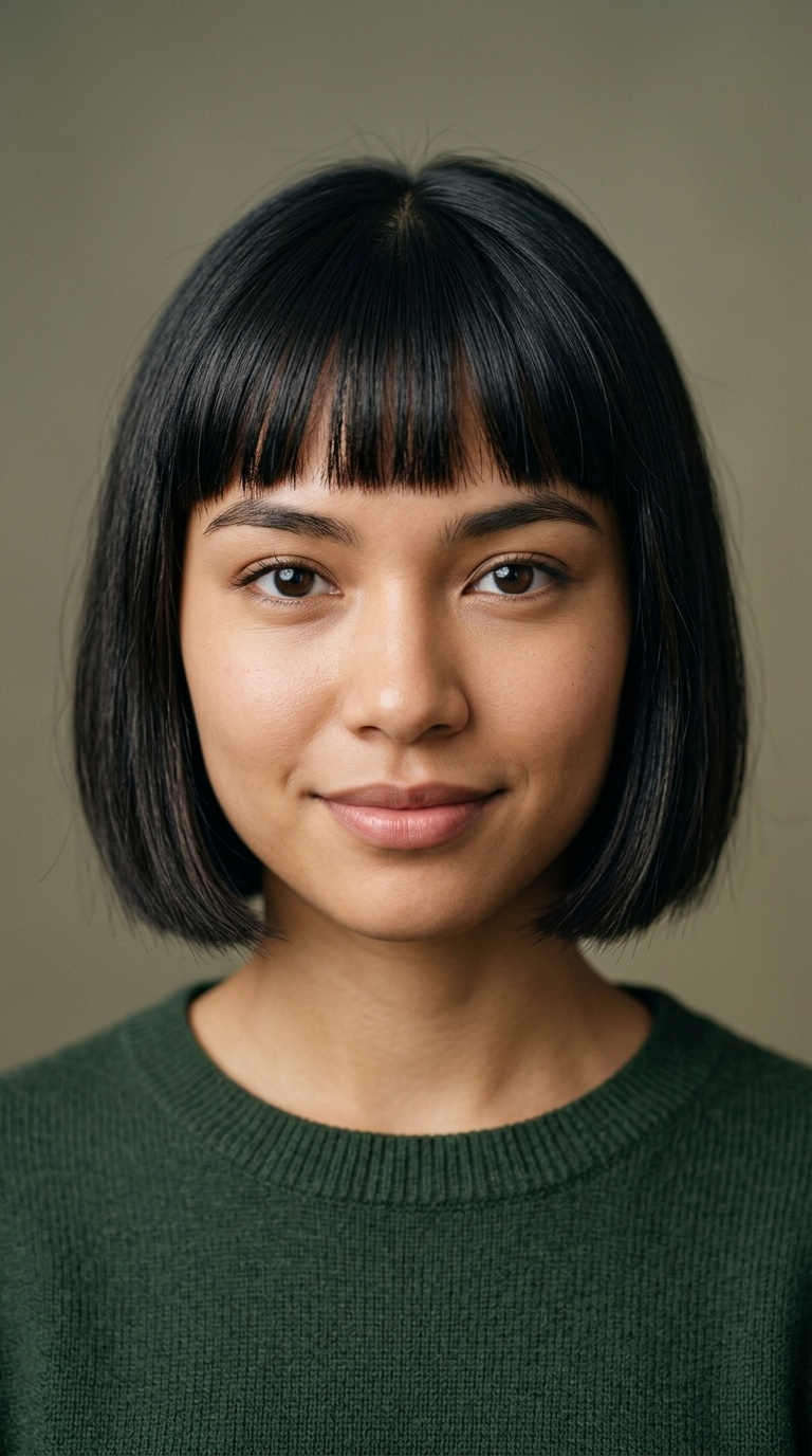 Blunt Micro-Bangs with Bob