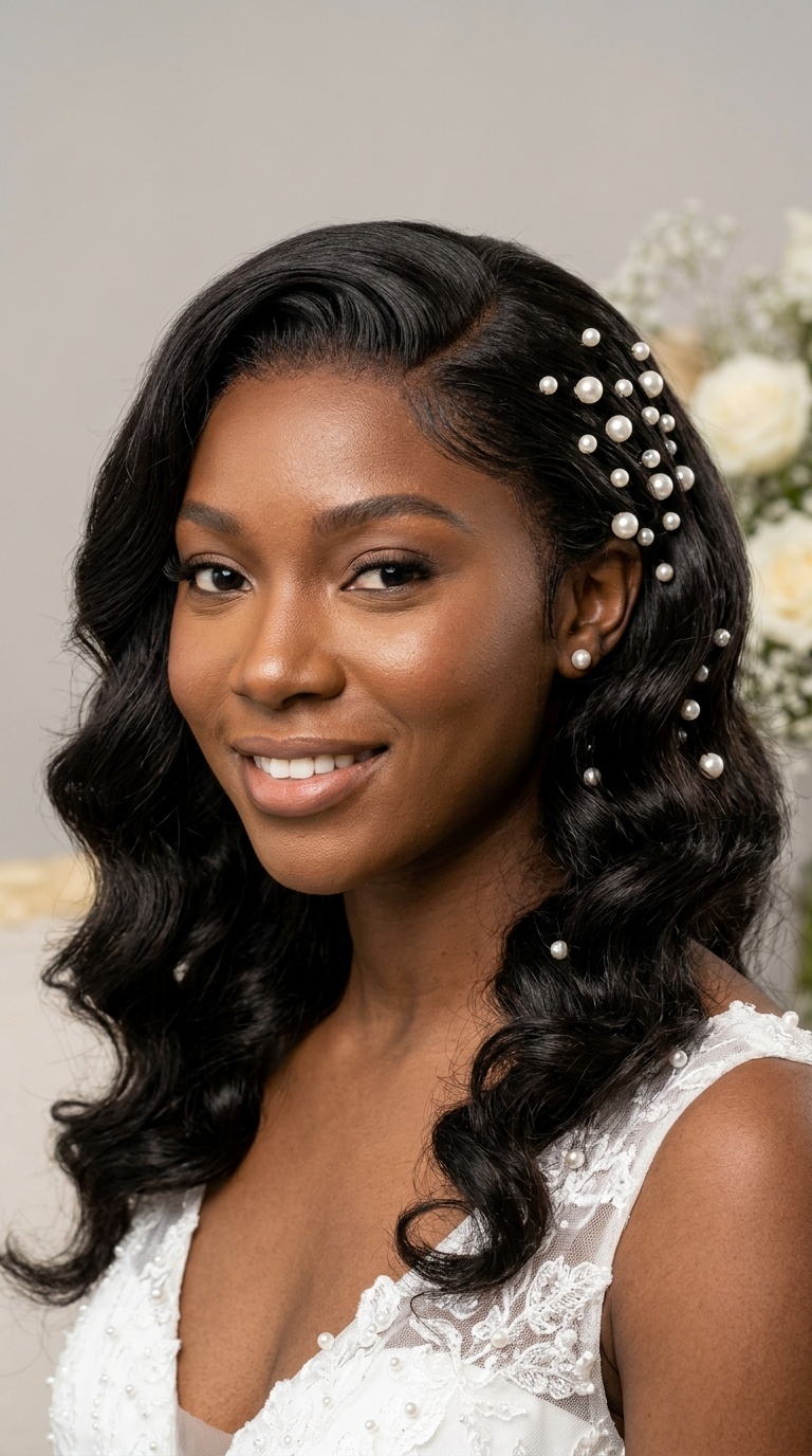 Body Wave Frontal with Pearl Pins
