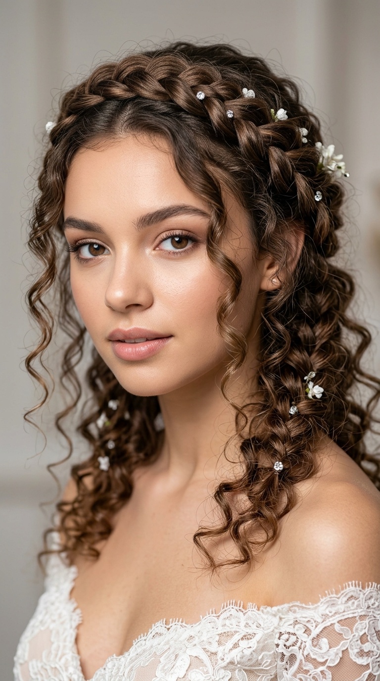 Bohemian Braided Crown with Curls