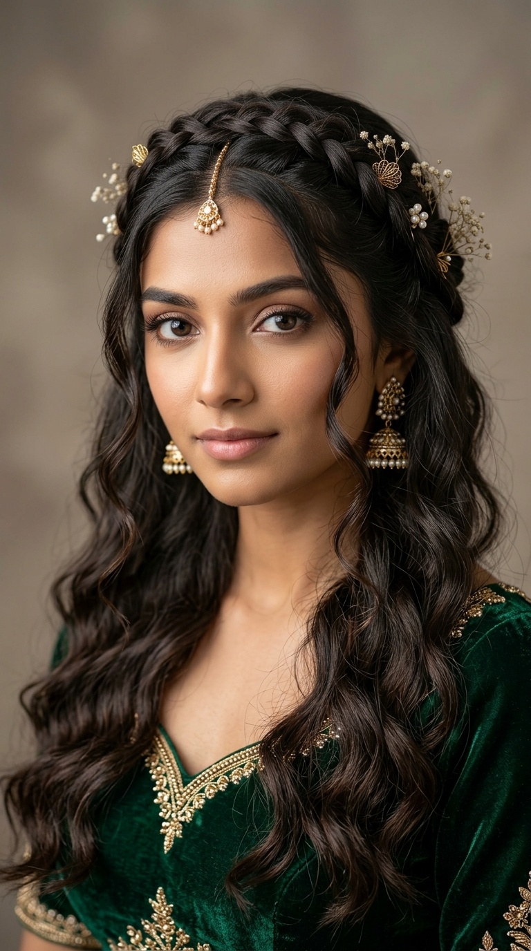 Bohemian Braided Crown with Open Hair