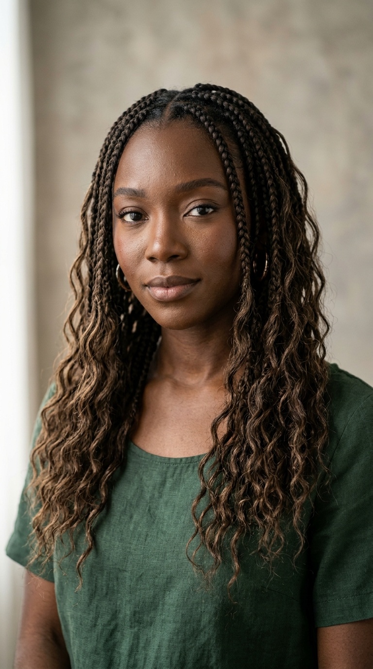 Bohemian Braided Front with Beach Waves