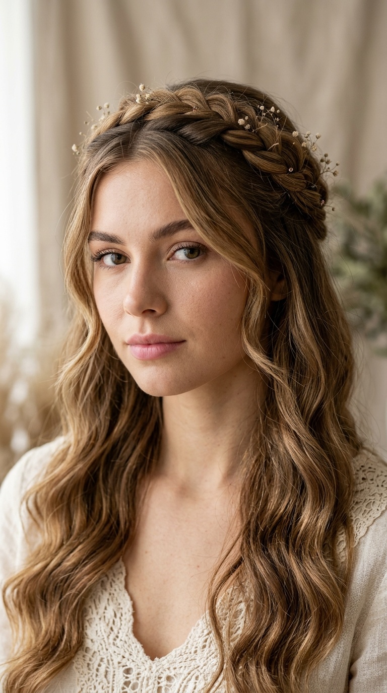 Bohemian Half-Up Twisted Crown