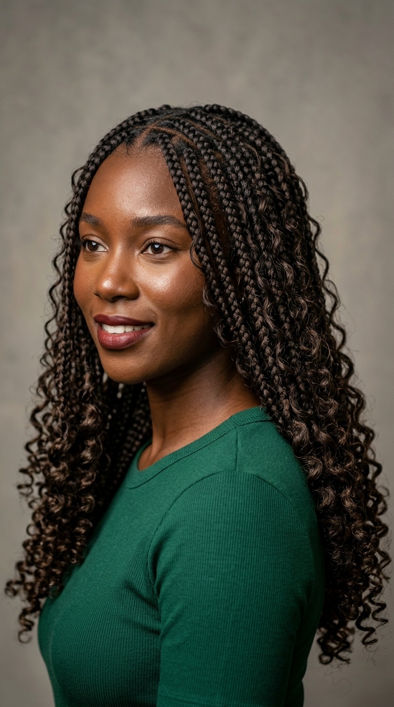 Bohemian Knotless with Curly Ends