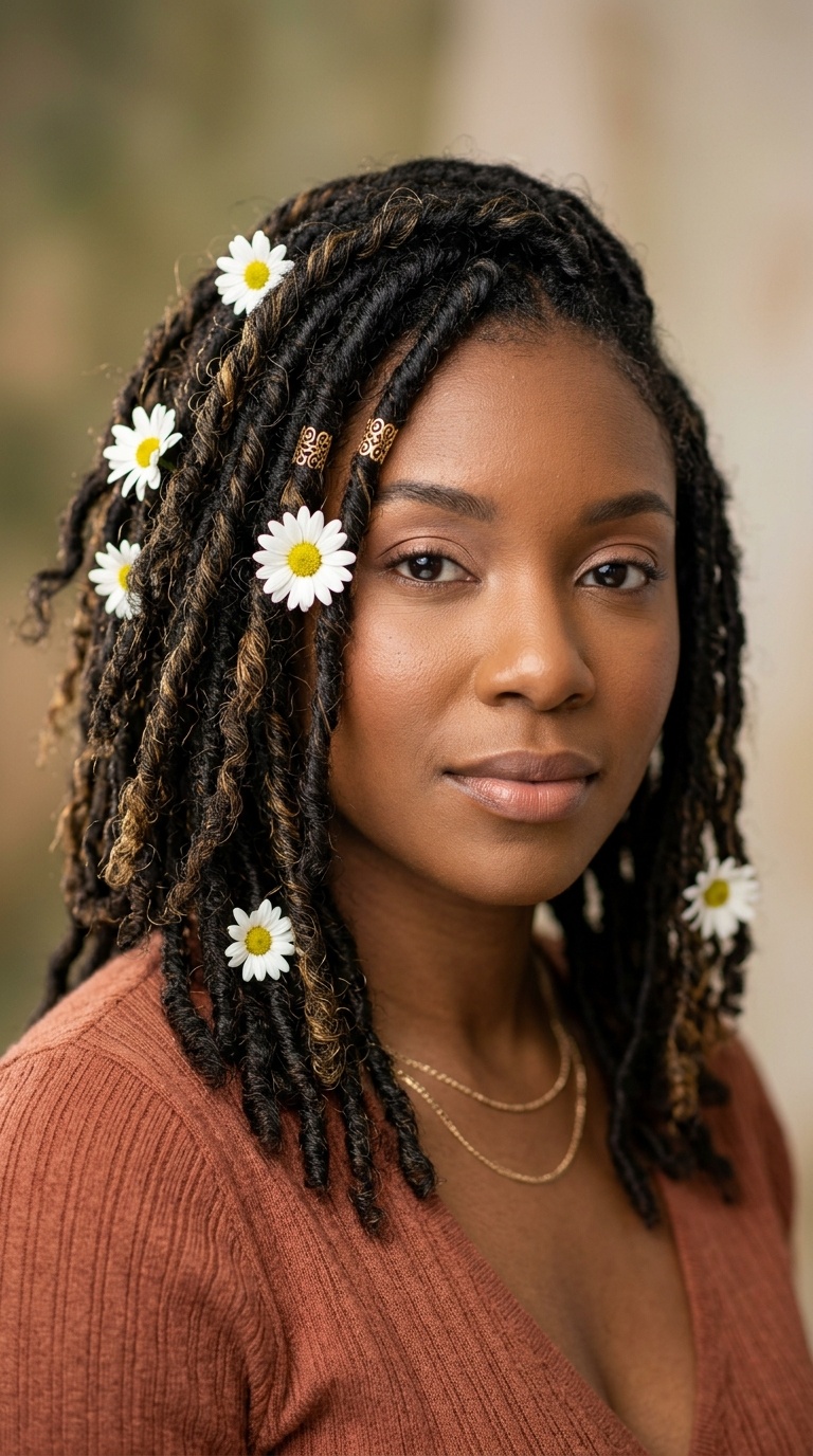 Bohemian Locs with Floral Accessories