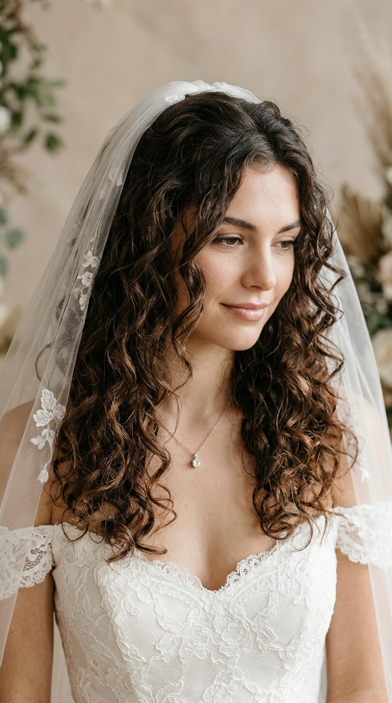 Bohemian Loose Curls with Veil