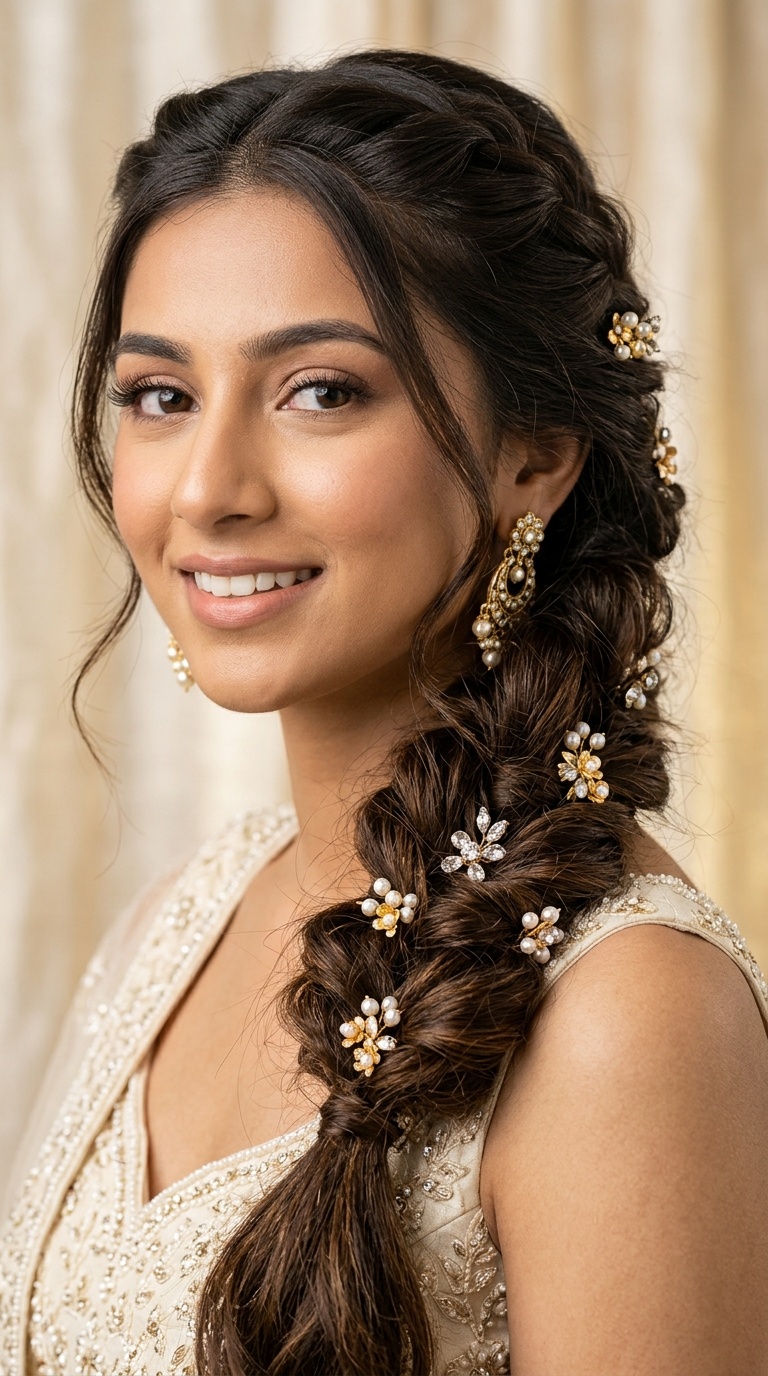 Bohemian Pull-Through Braid with Gemstone Pins