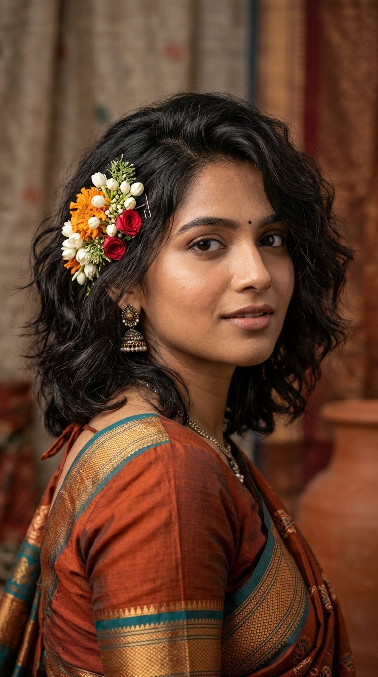 Bohemian Shag with Floral Tucks