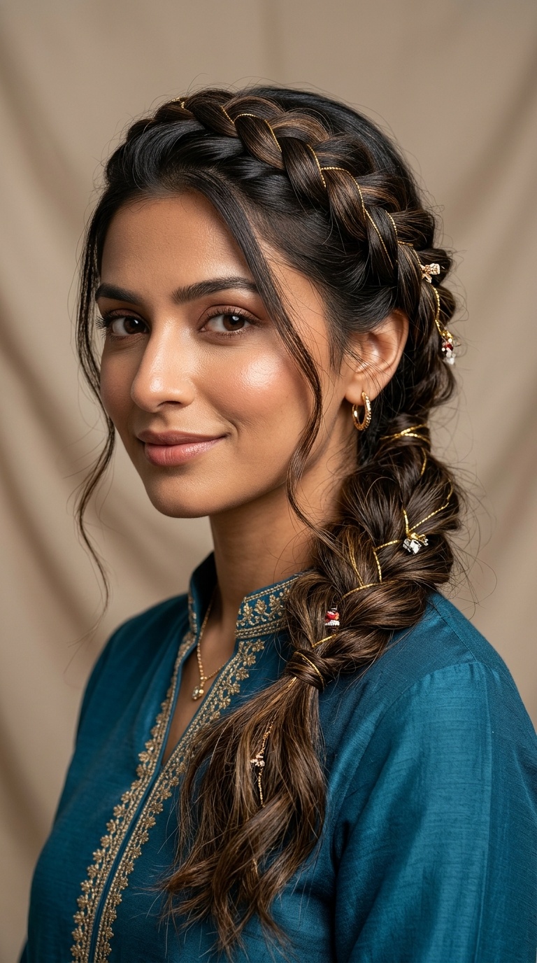 Boho Braid with Gold Thread