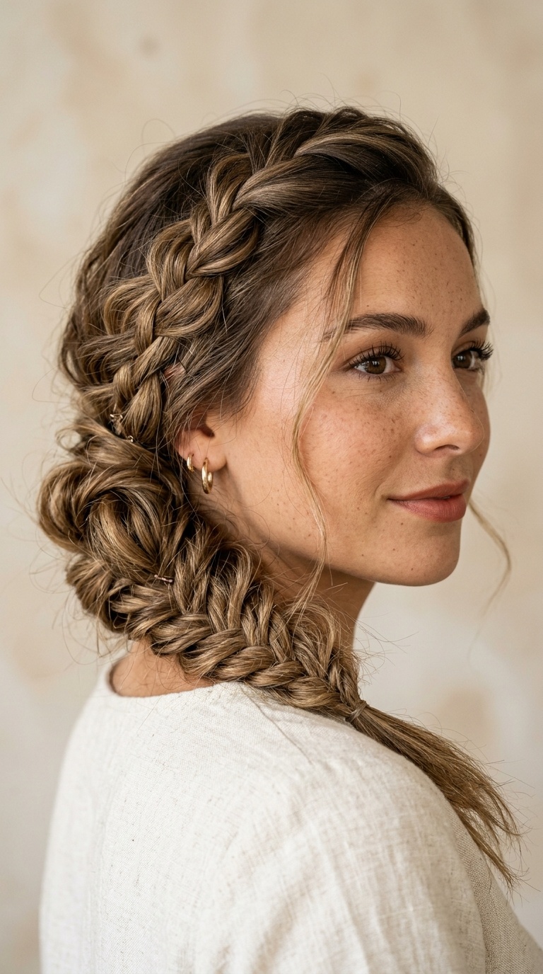 Boho Braided Messy Side Bun