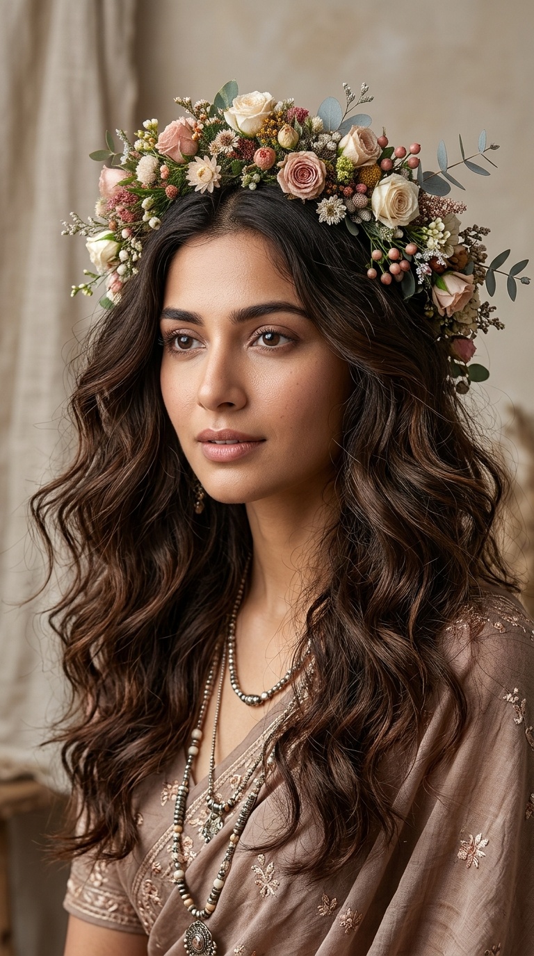 Boho-Chic Floral Crown Waves