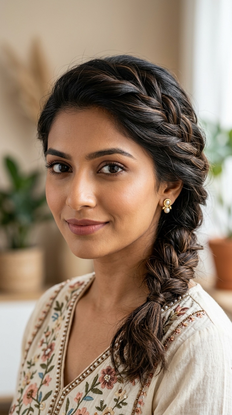 Boho-Chic Twisted Side Braid
