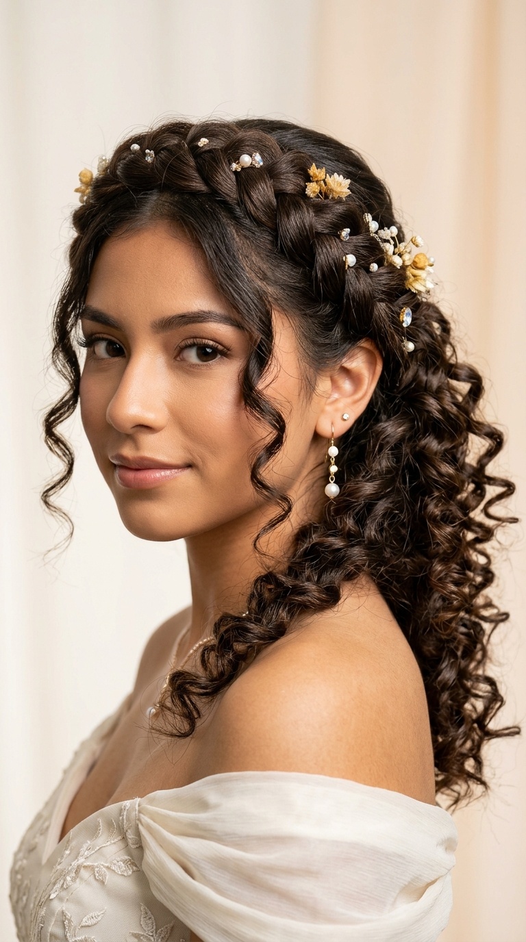 Boho Crown Braid with Tight Spirals