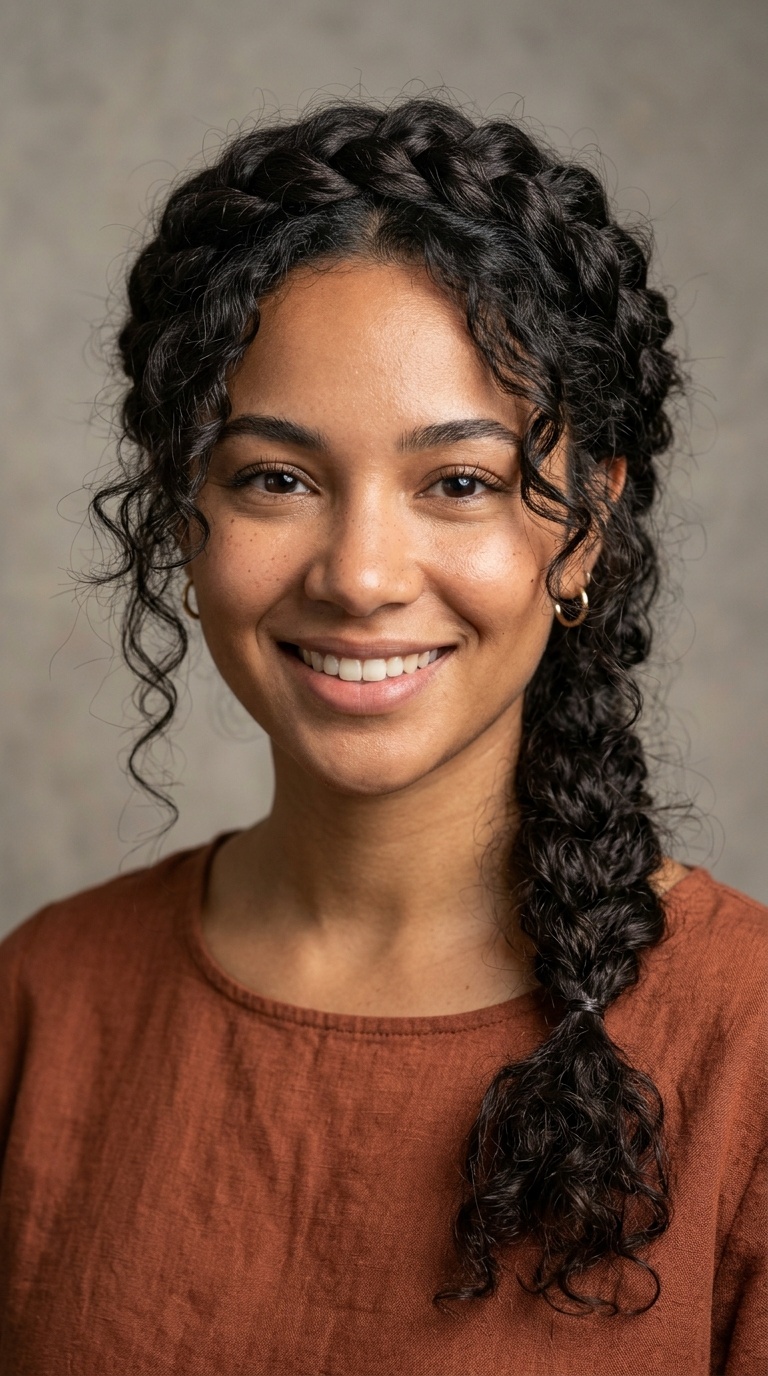 Boho Curly Braid with Loose Strands