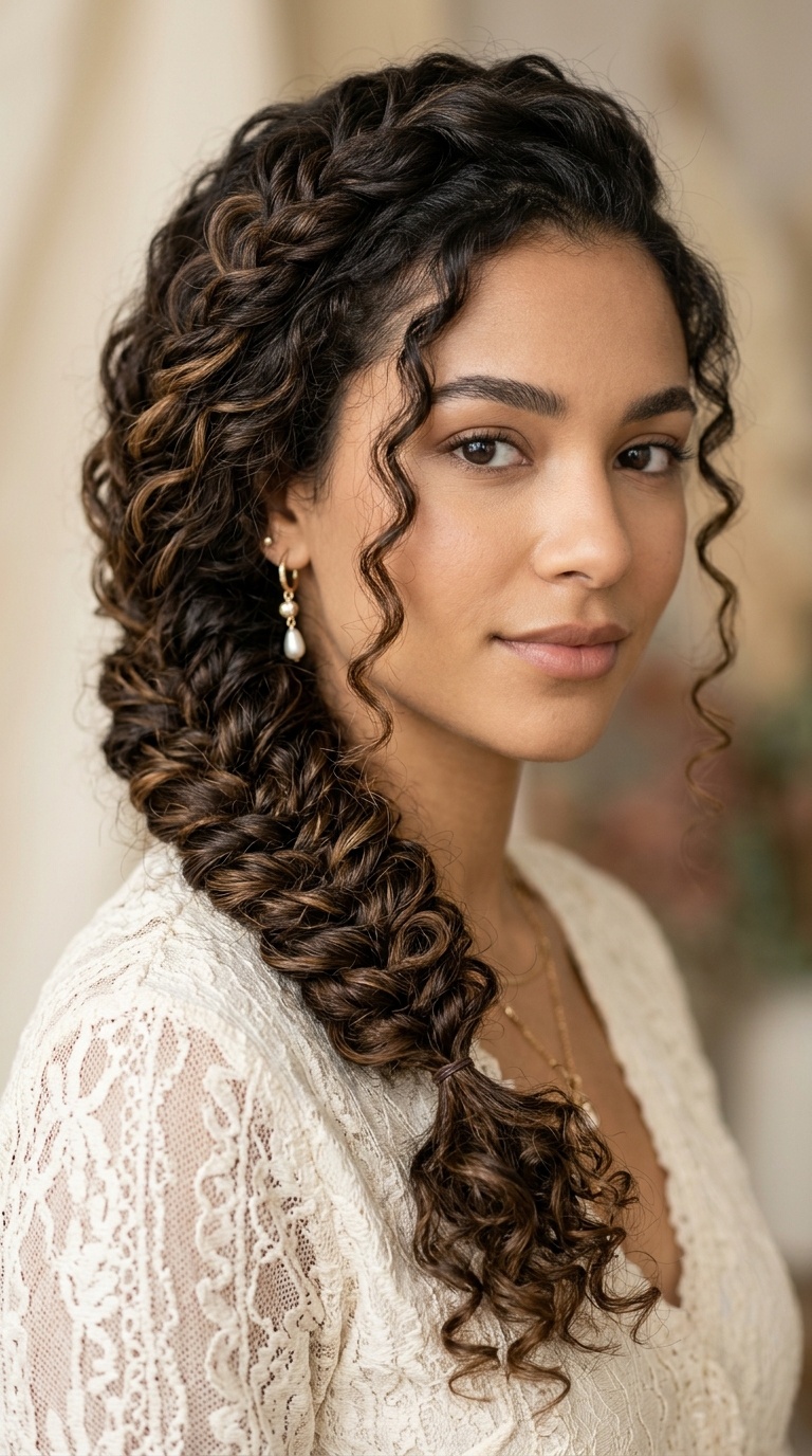 Boho Curly Fishtail Braid
