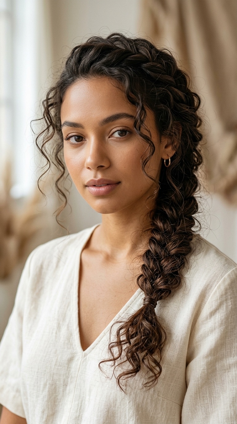 Boho Fishtail Braid with Face-Framing Curls