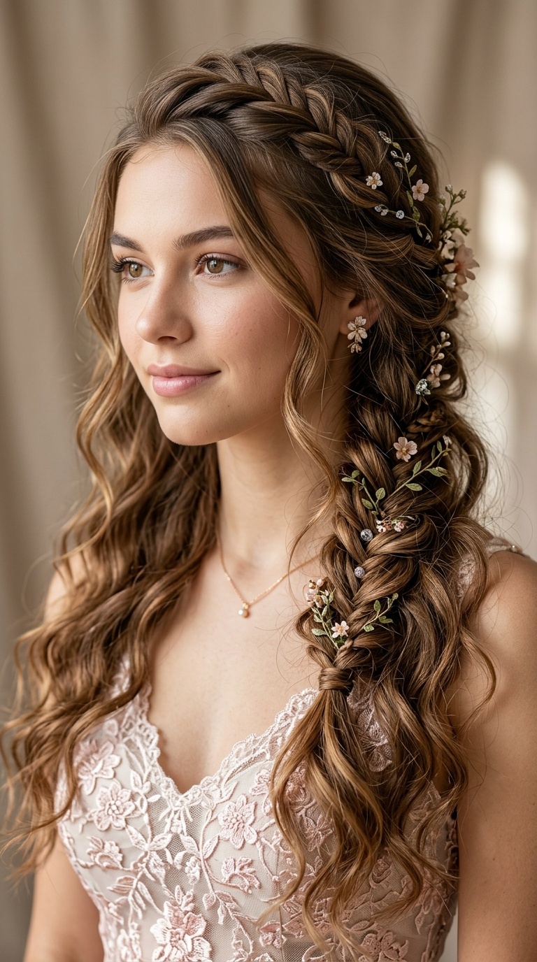 Boho Fishtail Braid with Loose Curls