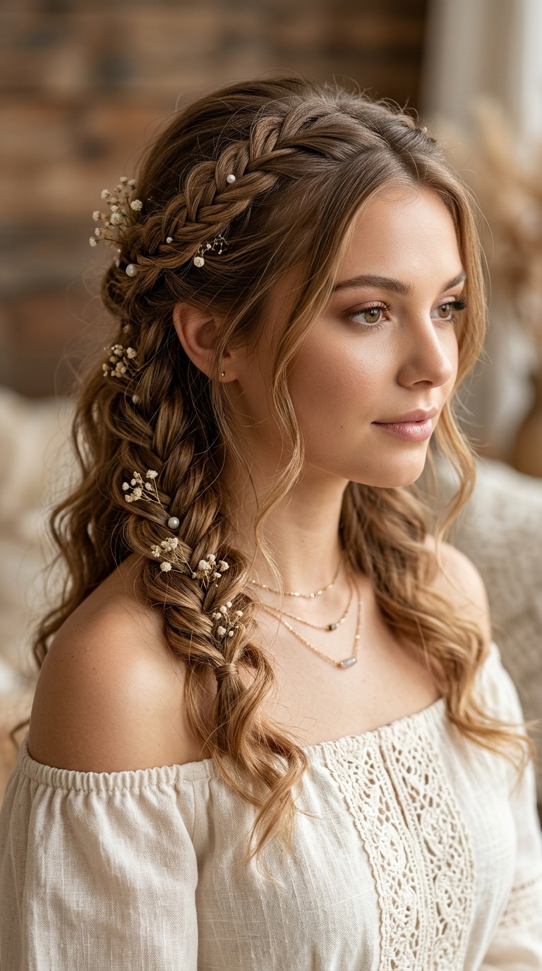 Boho Fishtail Half-Up