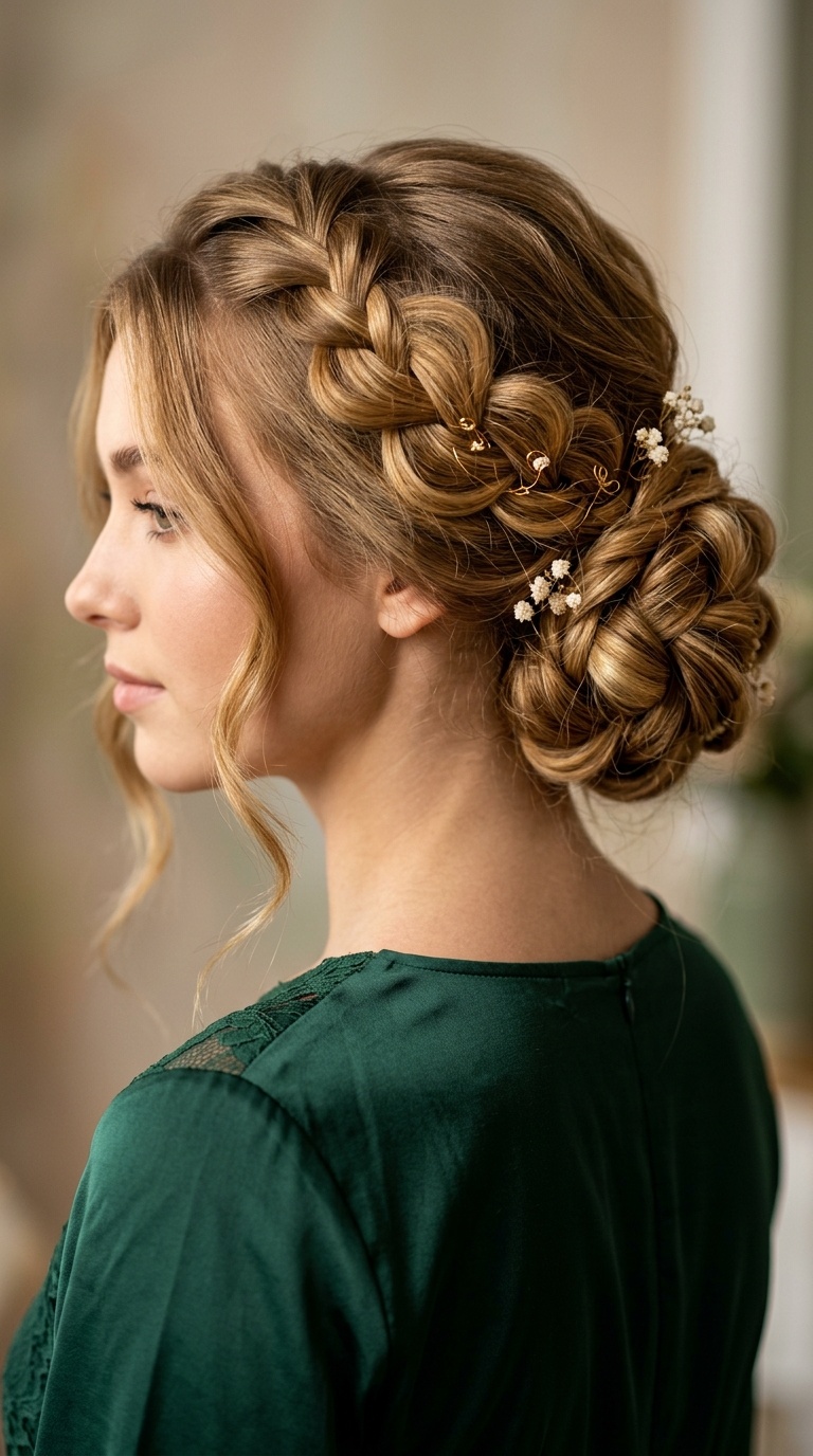 Boho Intertwined Bubble Braid Chignon