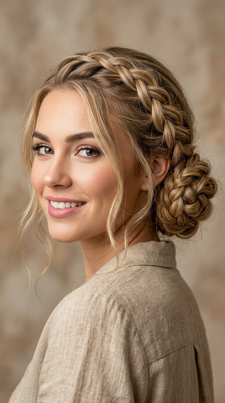 Boho Side Braid into a Rosette